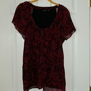 Apt. 9 red black blouse Sz.  14W  0X NWOT